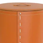 Owalny kosz na bieliznę ze skóry regenerowanej Riky wyprodukowanej we Włoszech Viadurini