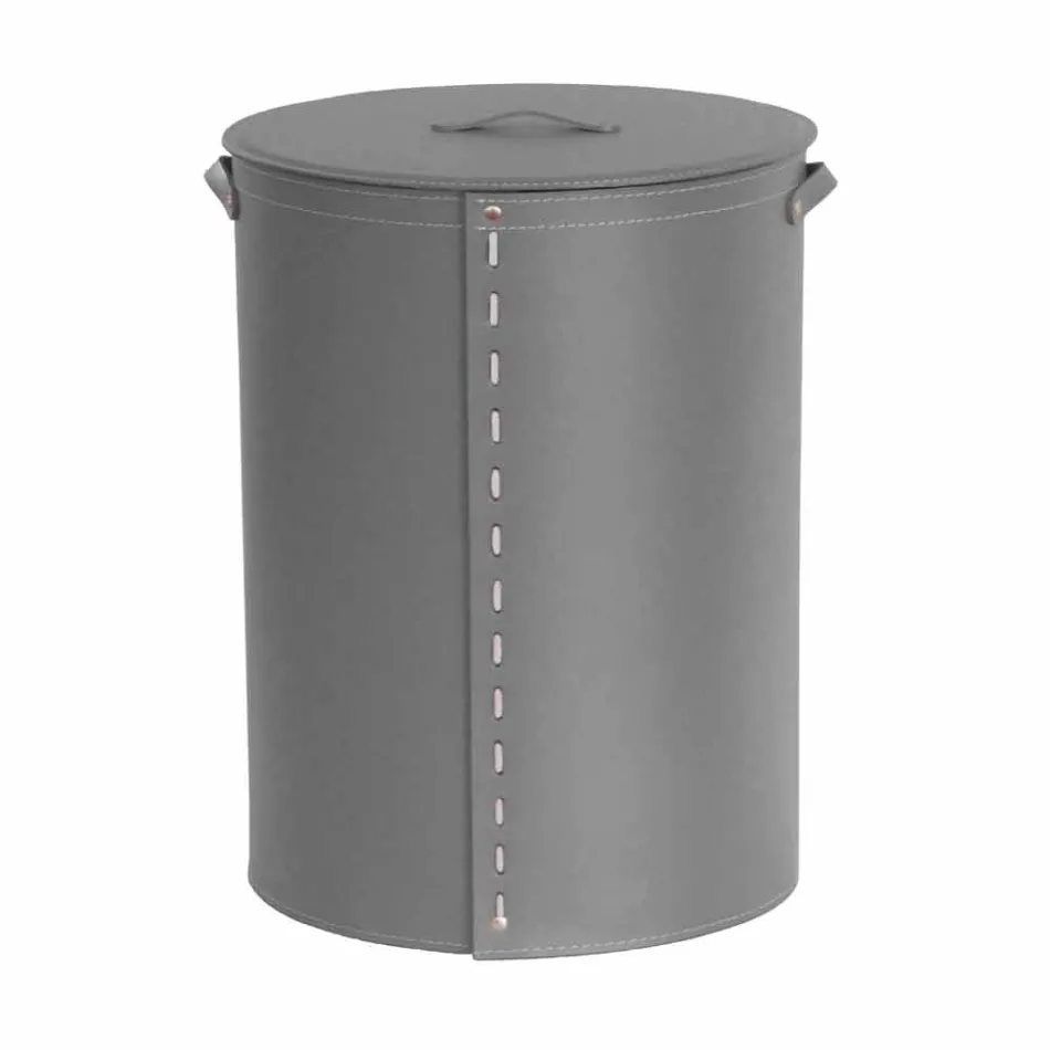 Owalny kosz na bieliznę ze skóry regenerowanej Riky wyprodukowanej we Włoszech Viadurini