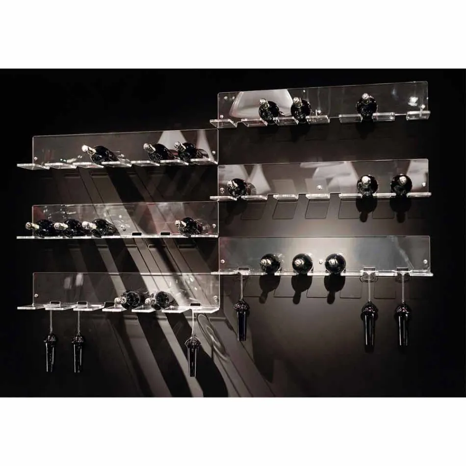 Ścienny uchwyt na butelki na 6 butelek z pleksi Made in Italy - Canberra Viadurini