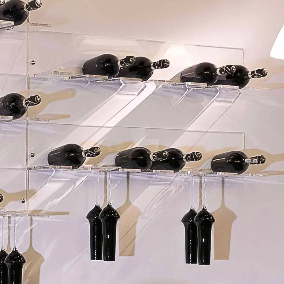 Ścienny uchwyt na butelki na 6 butelek z pleksi Made in Italy - Canberra Viadurini