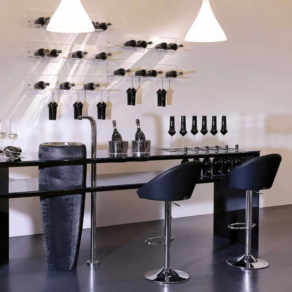 Ścienny uchwyt na butelki na 6 butelek z pleksi Made in Italy - Canberra Viadurini