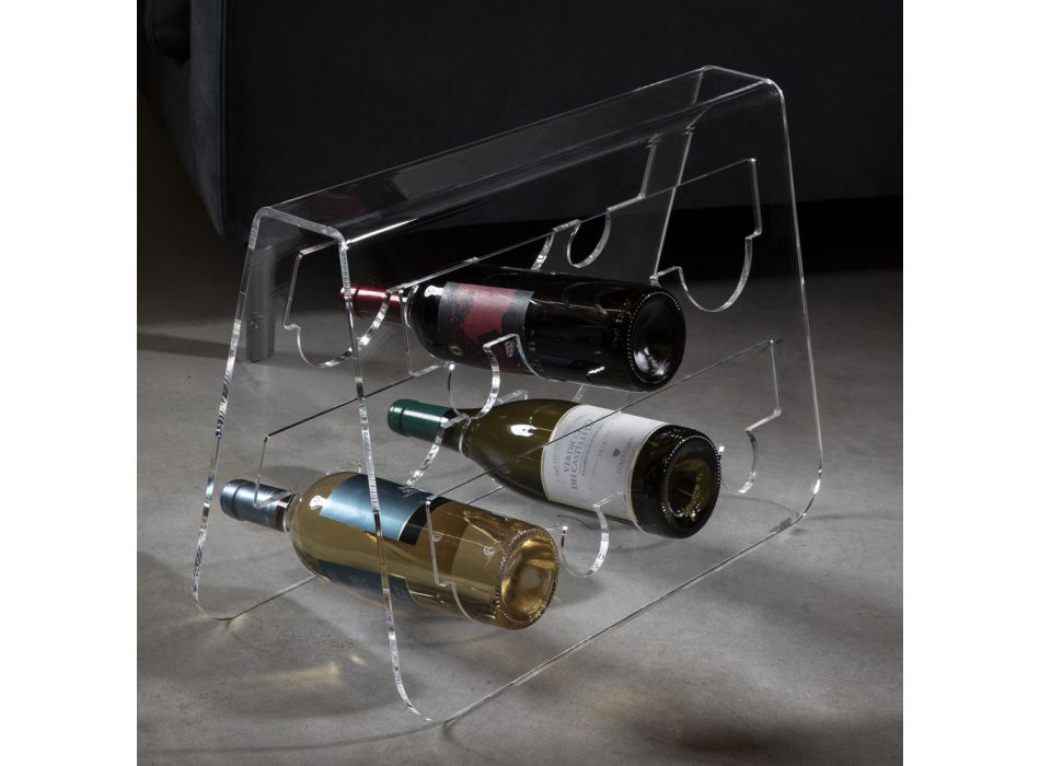 Podłogowy uchwyt na butelkę wina z przezroczystego kryształu akrylowego - Dappino Viadurini