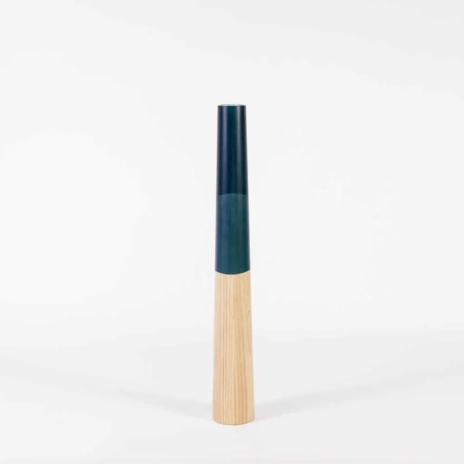 Nowoczesny świecznik z litego drewna sosnowego z kolorowymi detalami - Candor Viadurini