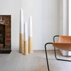 Nowoczesny świecznik z litego drewna sosnowego z kolorowymi detalami - Candor Viadurini