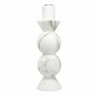 Wysoki świecznik z białego marmuru Carrara i mosiądzu Made in Italy - Oley Viadurini