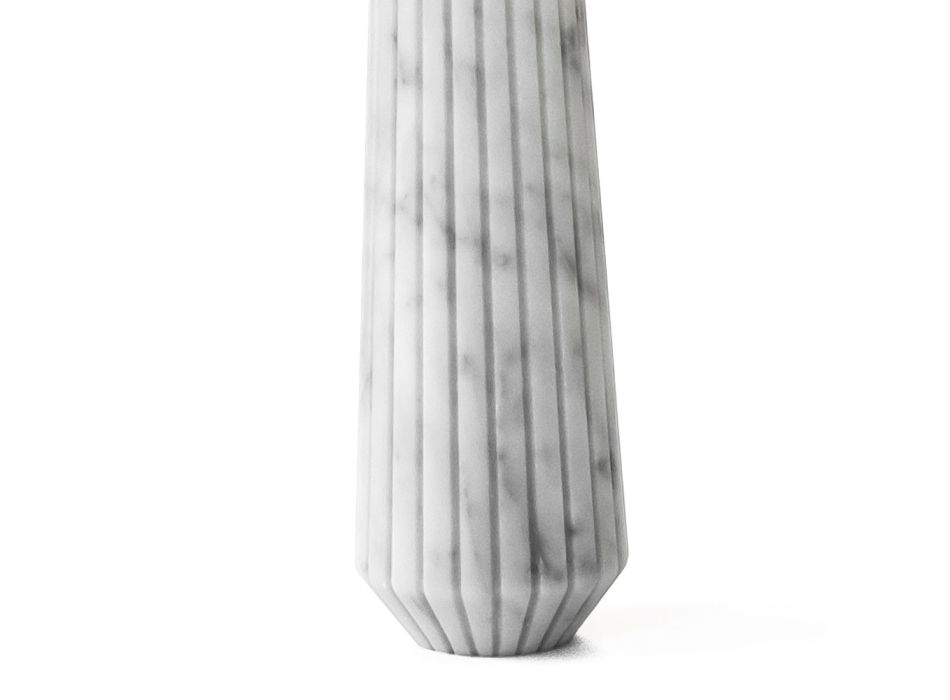 Świecznik w paski z białego marmuru Carrara i mosiądzu Made in Italy - Amenia Viadurini