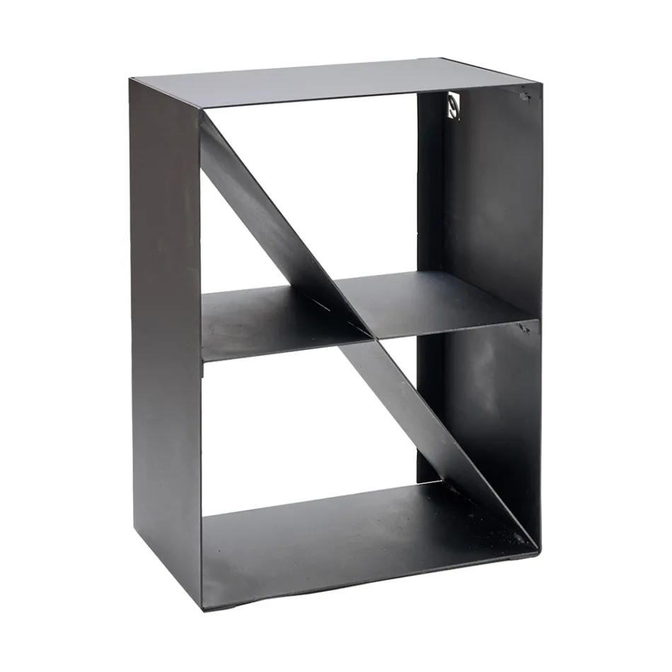 Uchwyt na drewno opałowe z ukośnym prętem ze stali malowanej na czarno Made in Italy - Fiamme Viadurini