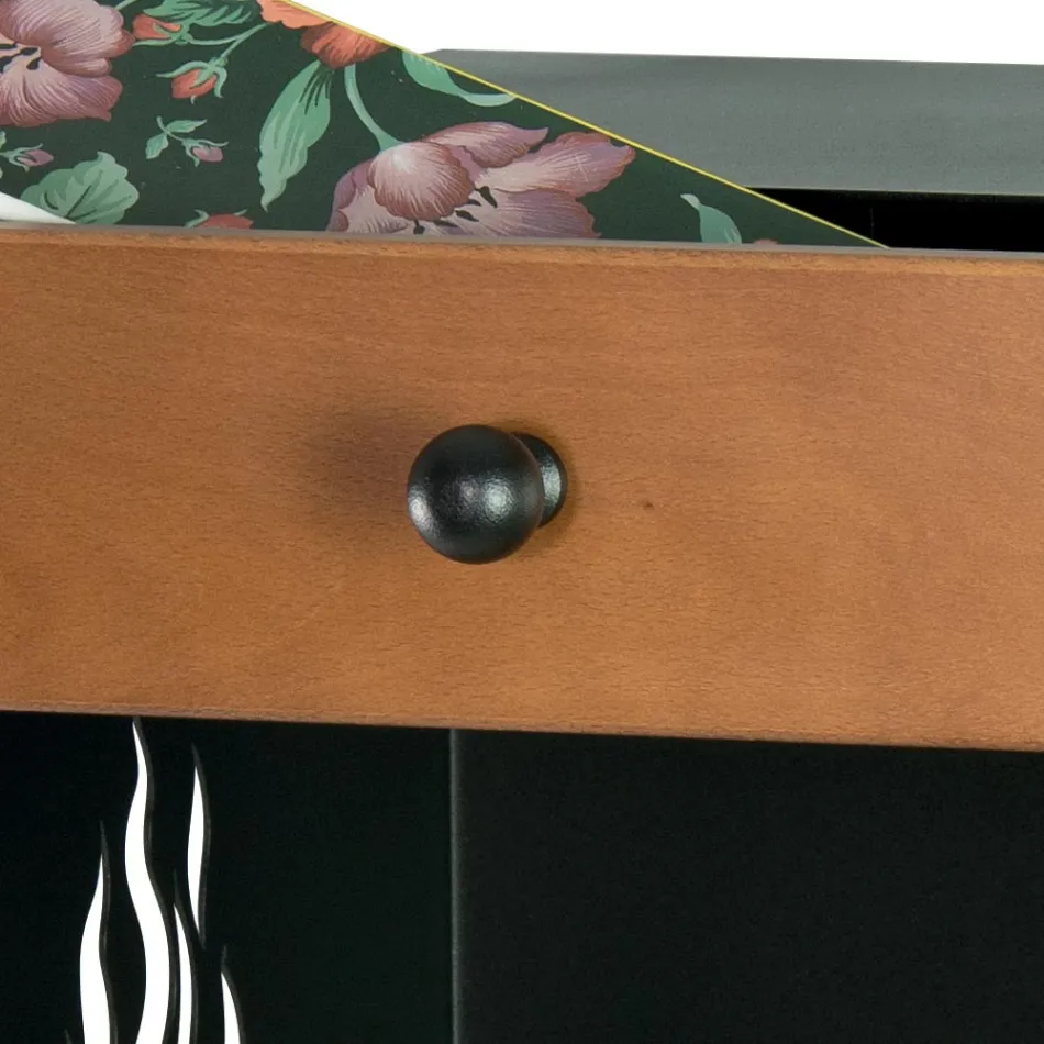 Drewniany uchwyt z kółkami i górną szufladą Made in Italy - Polare Viadurini