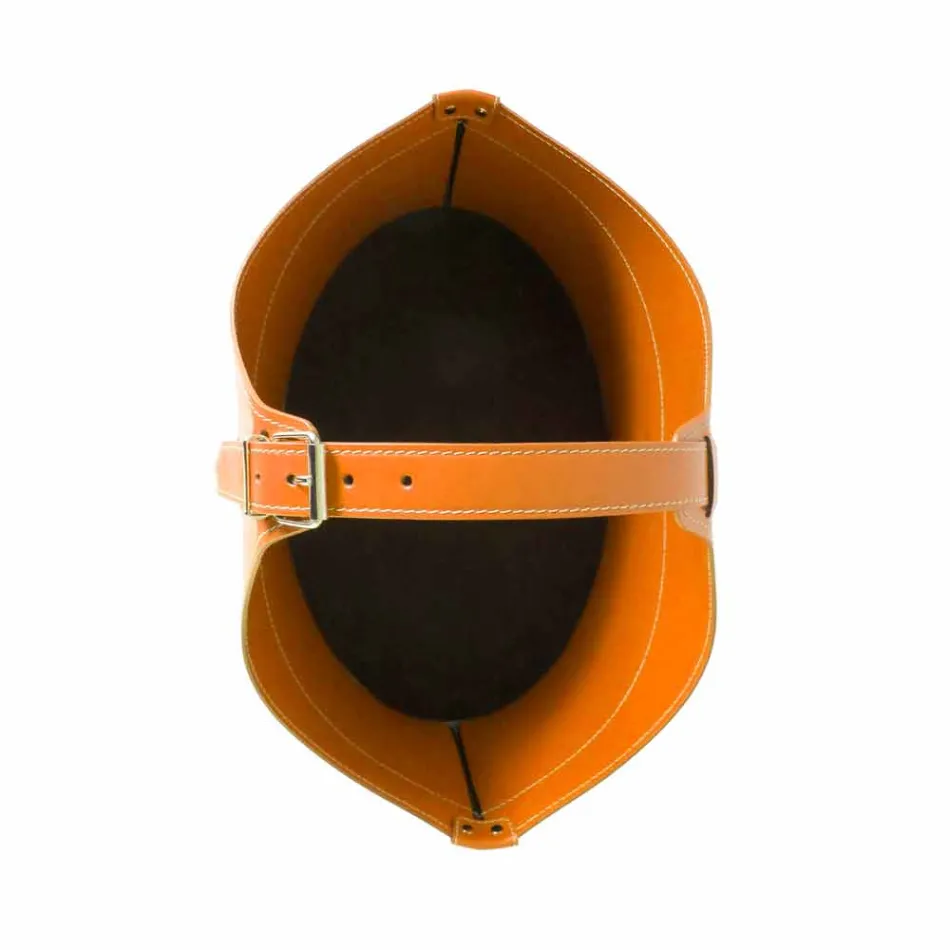 Portalegna z wnętrzem z kołem w nowoczesnym zregenerowanej skóry Fabia Viadurini