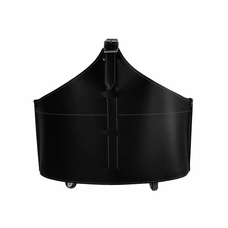 Portalegna z wnętrzem z kołem w nowoczesnym zregenerowanej skóry Fabia Viadurini