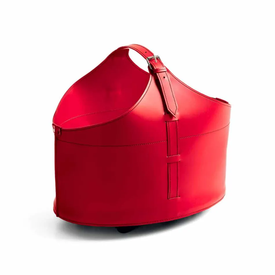 Portalegna z wnętrzem z kołem w nowoczesnym zregenerowanej skóry Fabia Viadurini