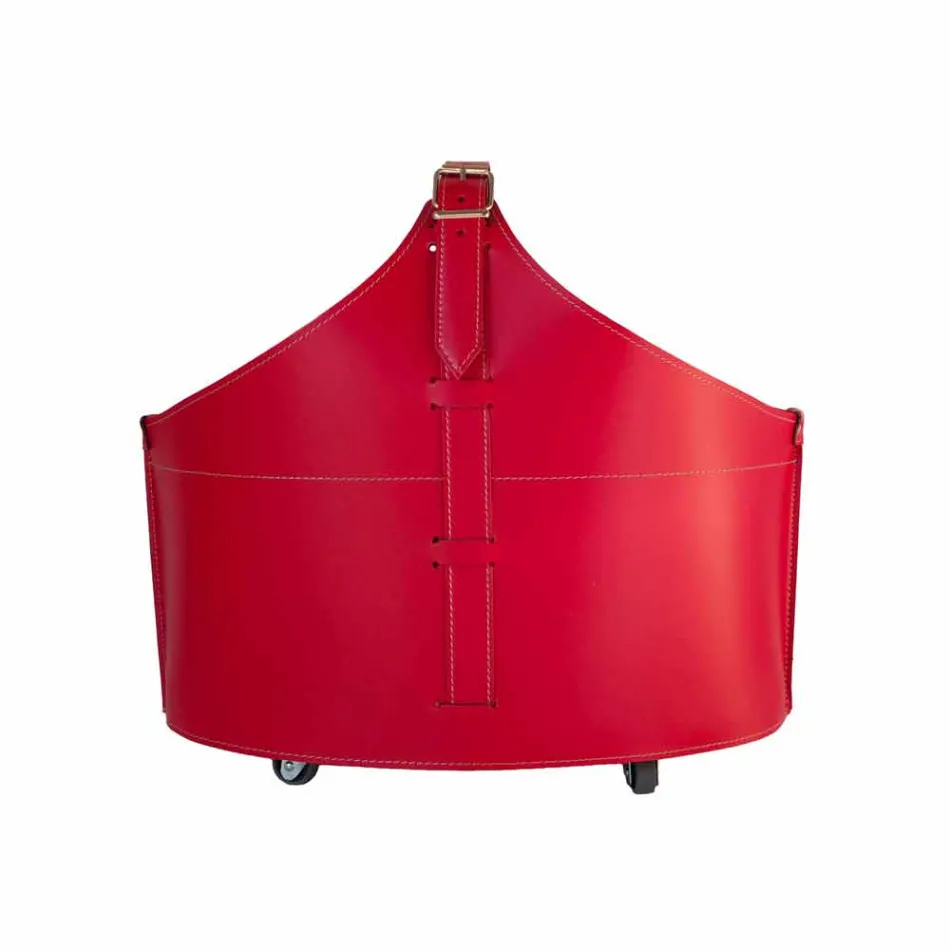 Portalegna z wnętrzem z kołem w nowoczesnym zregenerowanej skóry Fabia Viadurini