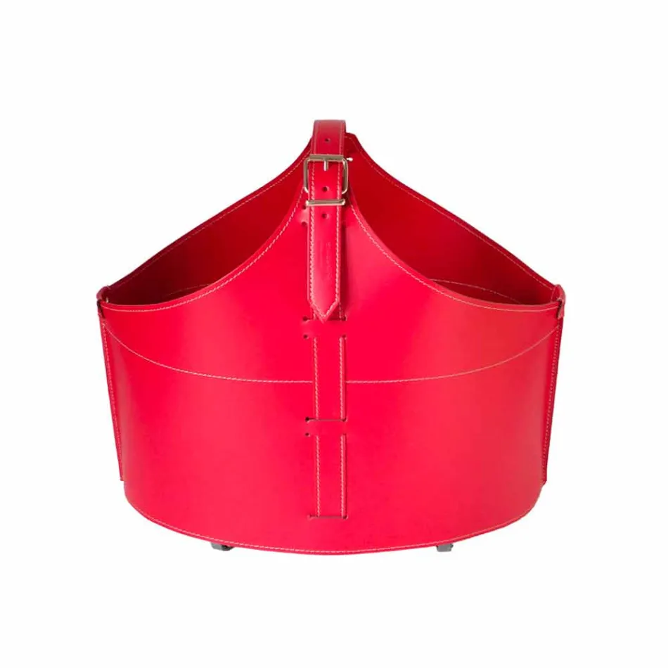 Portalegna z wnętrzem z kołem w nowoczesnym zregenerowanej skóry Fabia Viadurini