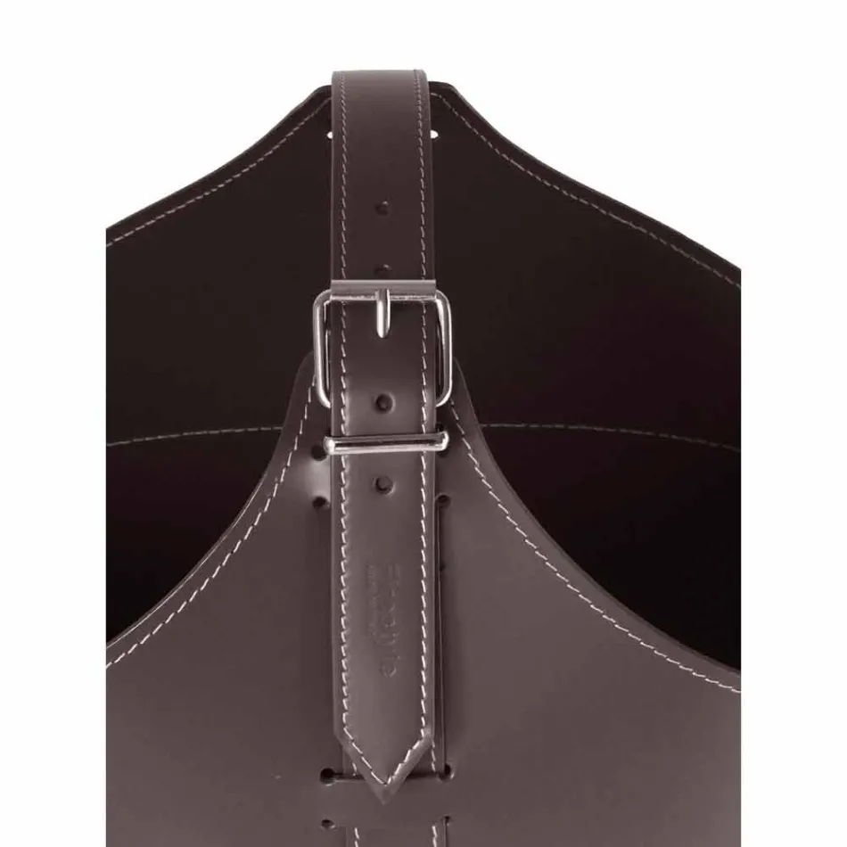 Portalegna z wnętrzem z kołem w nowoczesnym zregenerowanej skóry Fabia Viadurini