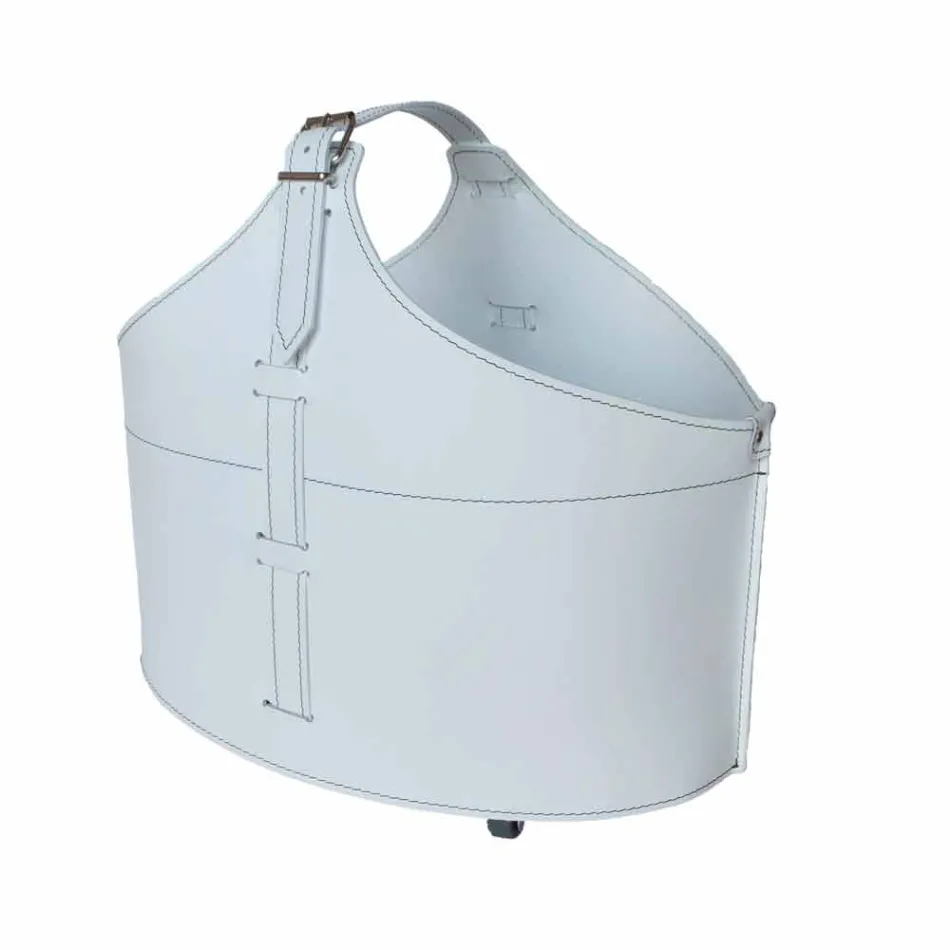 Portalegna z wnętrzem z kołem w nowoczesnym zregenerowanej skóry Fabia Viadurini