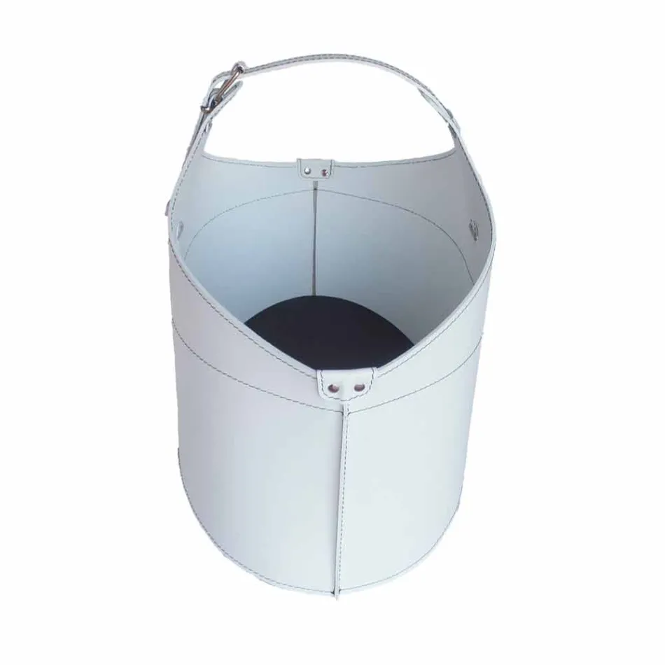 Portalegna z wnętrzem z kołem w nowoczesnym zregenerowanej skóry Fabia Viadurini