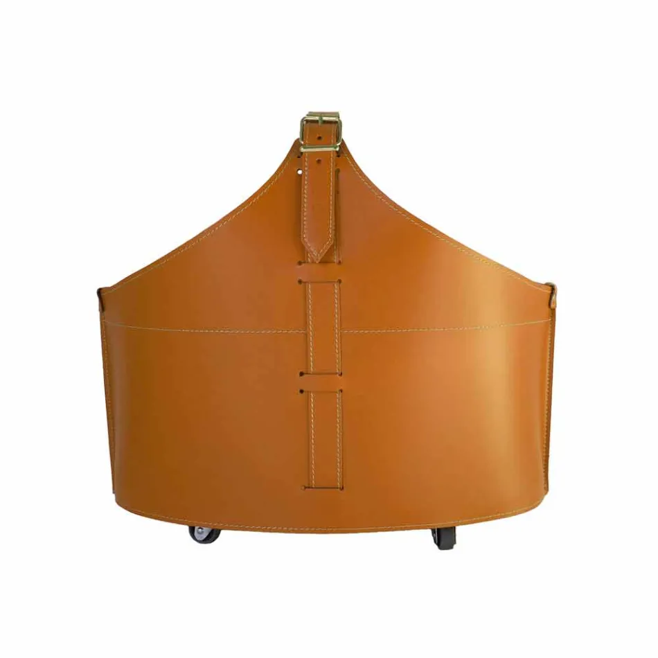 Portalegna z wnętrzem z kołem w nowoczesnym zregenerowanej skóry Fabia Viadurini