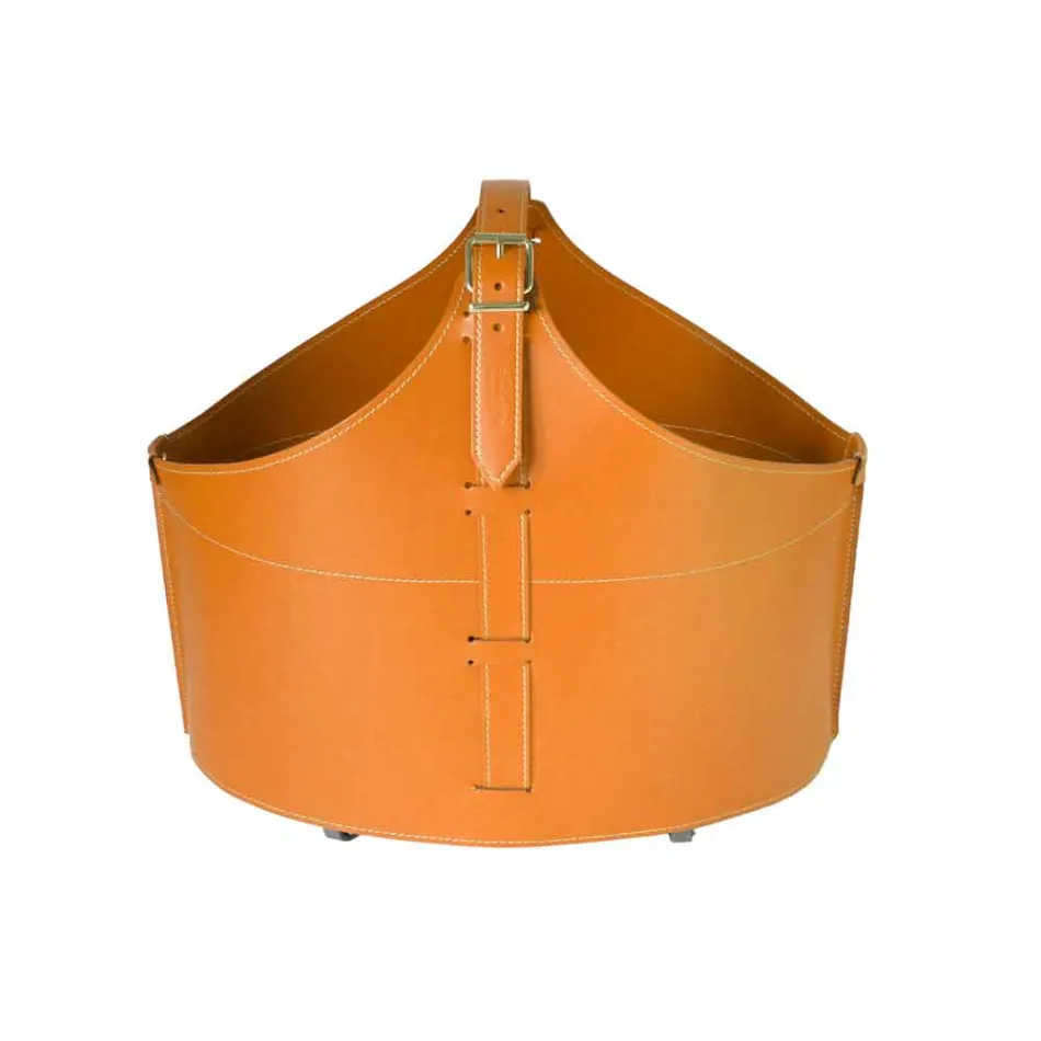 Portalegna z wnętrzem z kołem w nowoczesnym zregenerowanej skóry Fabia Viadurini