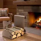 Stojak do drewna na opał z brązowej stali Wykonany we Włoszech z narzędziami - Volturno Viadurini