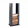 Uchwyt do podłogi / ściany z drewna w czarnej stali z kolumną o nowoczesnym designie - Grecale