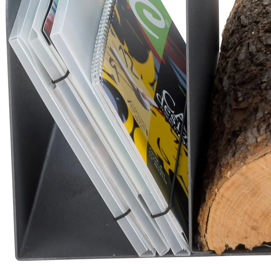 Zaprojektuj uchwyt na kłody do wnętrz z szarej stali Made in Italy - Tramontana Viadurini