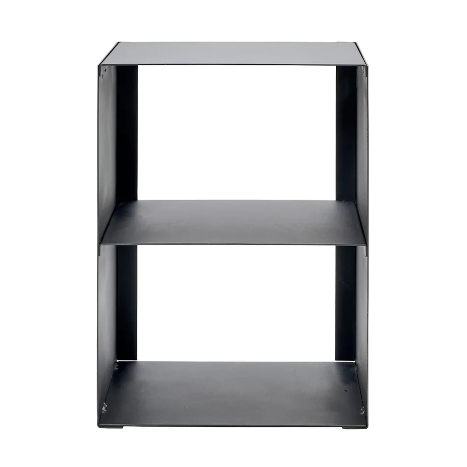 Pojemnik na drewno opałowe ze stali malowanej czarną farbą Made in Italy - Fiamme Viadurini