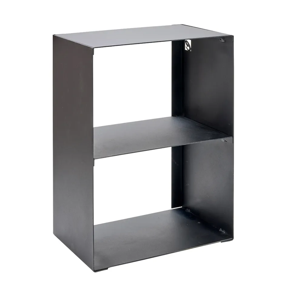 Pojemnik na drewno opałowe ze stali malowanej czarną farbą Made in Italy - Fiamme Viadurini