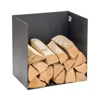 Pojemnik na drewno opałowe ze stali malowanej na czarno Made in Italy - Fiamme Viadurini