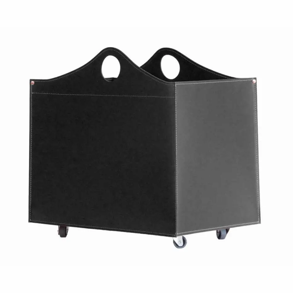 Portalegna związany ze skóry z kołami WoodBag made in Italy Viadurini