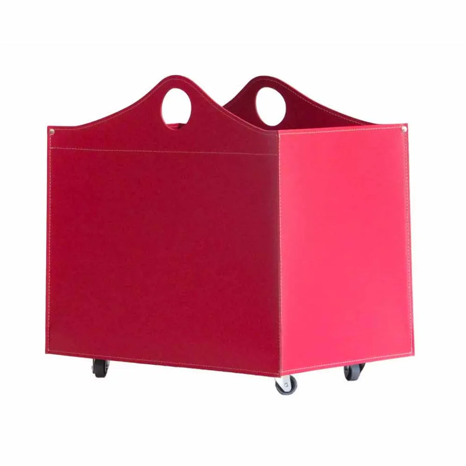 Portalegna związany ze skóry z kołami WoodBag made in Italy Viadurini