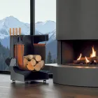 Uchwyt na drewno z ekoskóry i metalu z 4 akcesoriami Made in Italy - Camel Viadurini