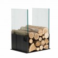Kolumna Uchwyt na drewno w czarnej stali i szkle nowoczesny design - Maestrale4