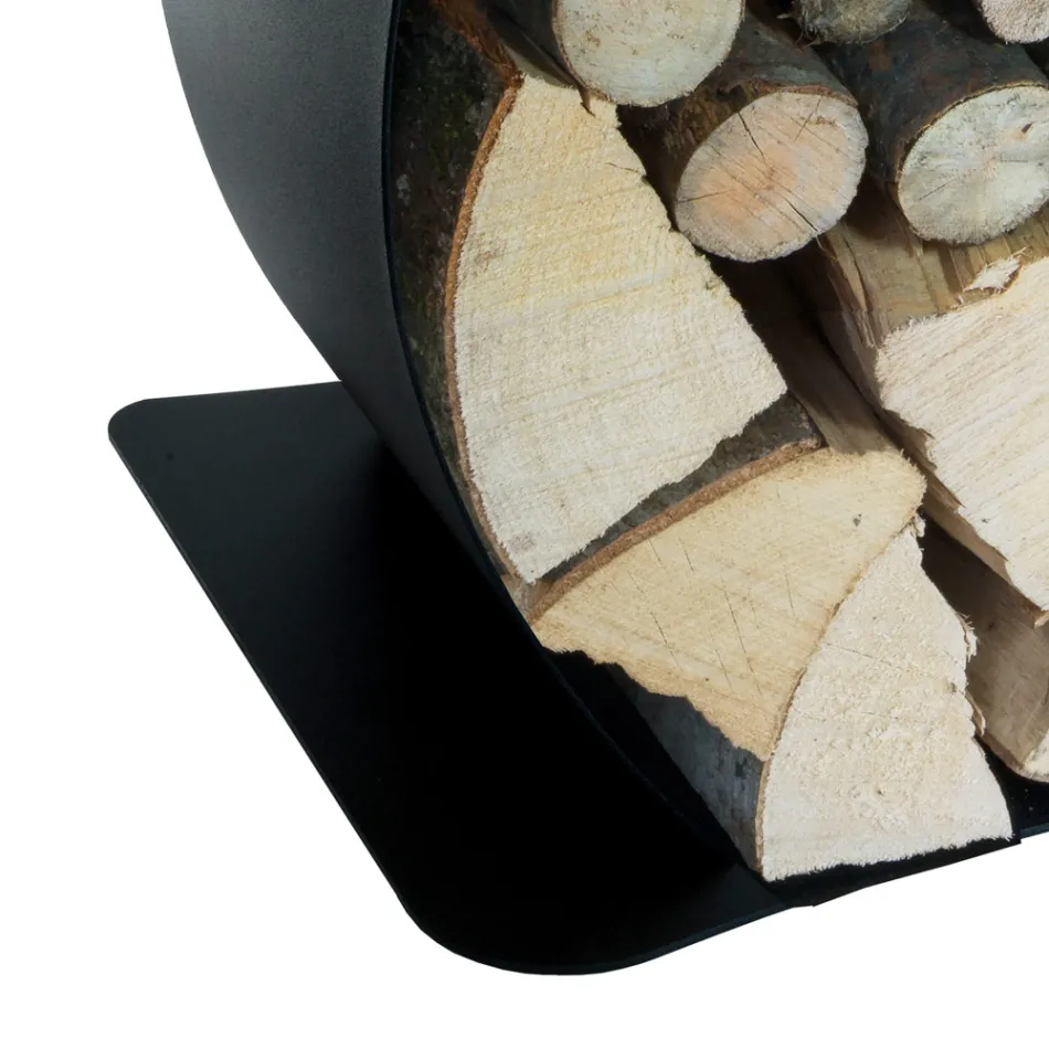 Wewnętrzny uchwyt na drewno opałowe z malowanej stali Made in Italy - Leopoldo Viadurini