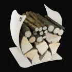 Wewnętrzny uchwyt na drewno opałowe z malowanej stali Made in Italy - Leopoldo Viadurini