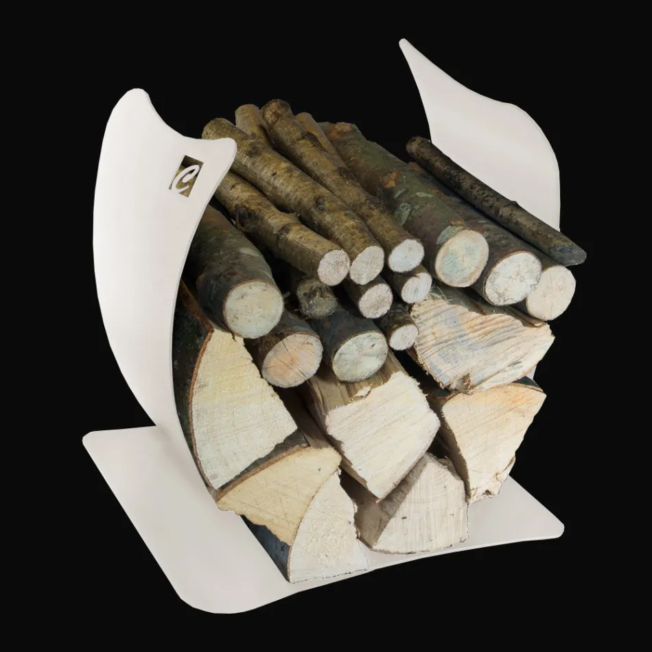 Wewnętrzny uchwyt na drewno opałowe z malowanej stali Made in Italy - Leopoldo Viadurini