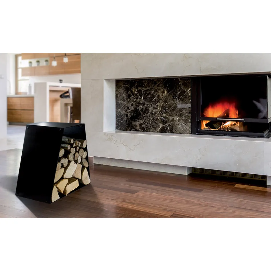 Nowoczesny uchwyt na kłody podłogowe z malowanej stali Made in Italy - Demetra Viadurini