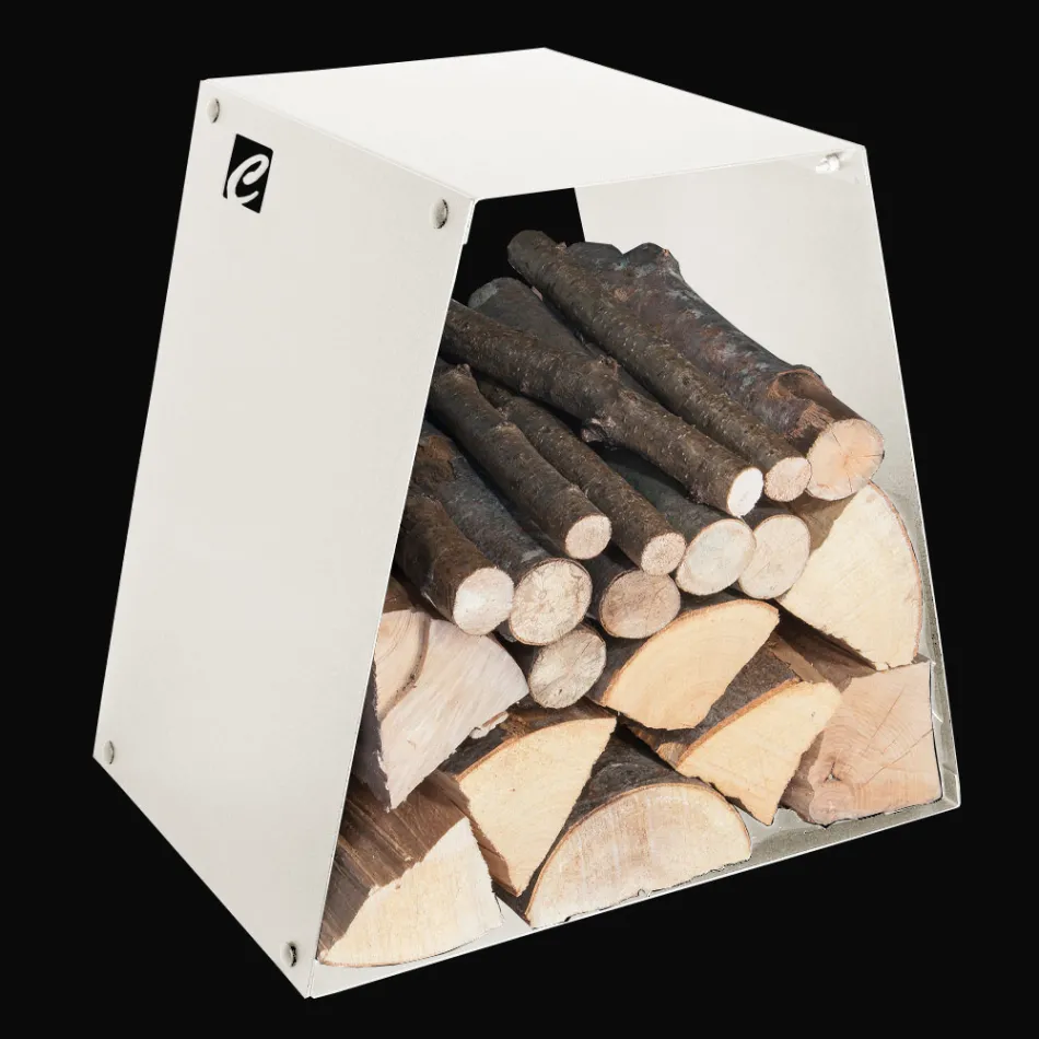 Nowoczesny uchwyt na kłody podłogowe z malowanej stali Made in Italy - Demetra Viadurini