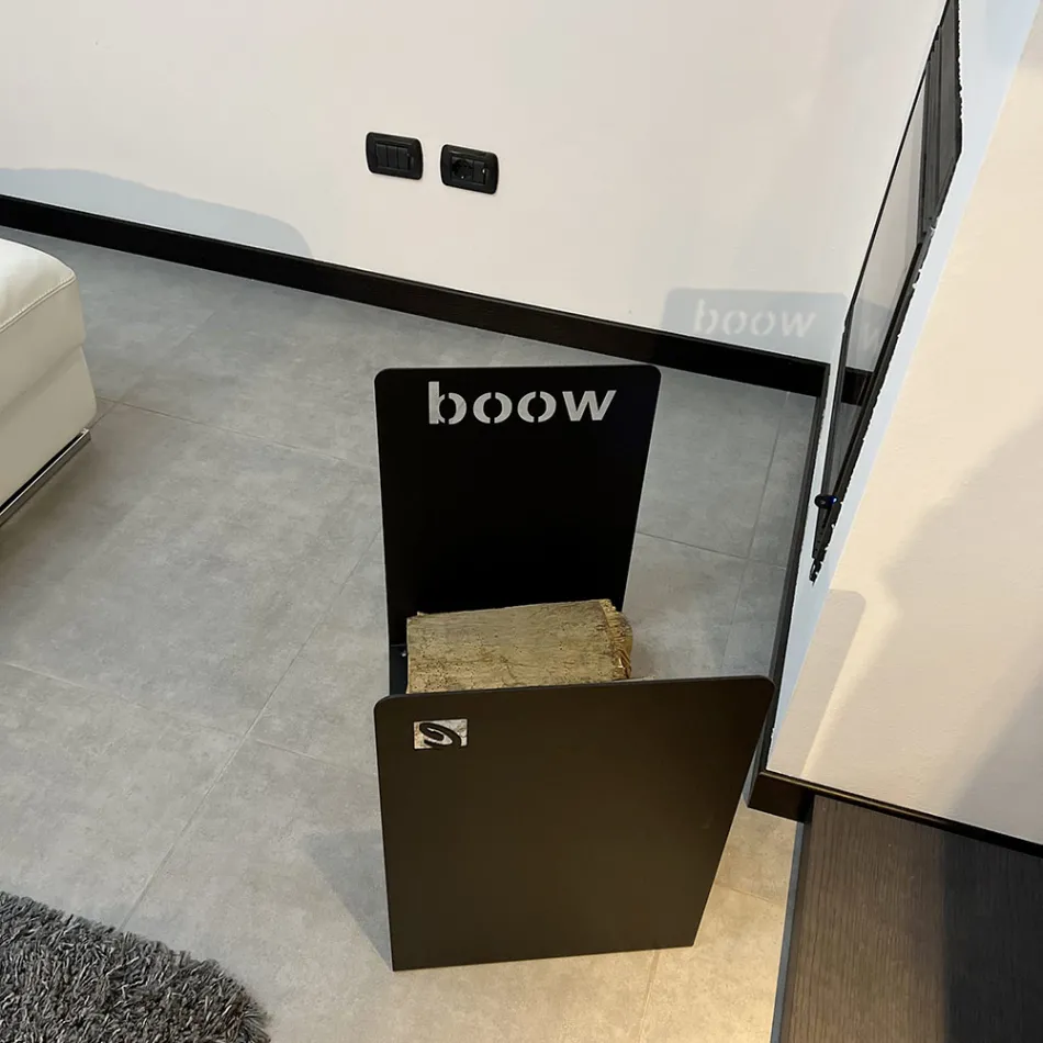 Nowoczesny uchwyt do drewna w czarnej stali Minimalistyczny design z grawerowaniem - Altano Viadurini