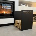 Nowoczesny uchwyt do drewna w czarnej stali Minimalistyczny design z grawerowaniem - Altano Viadurini