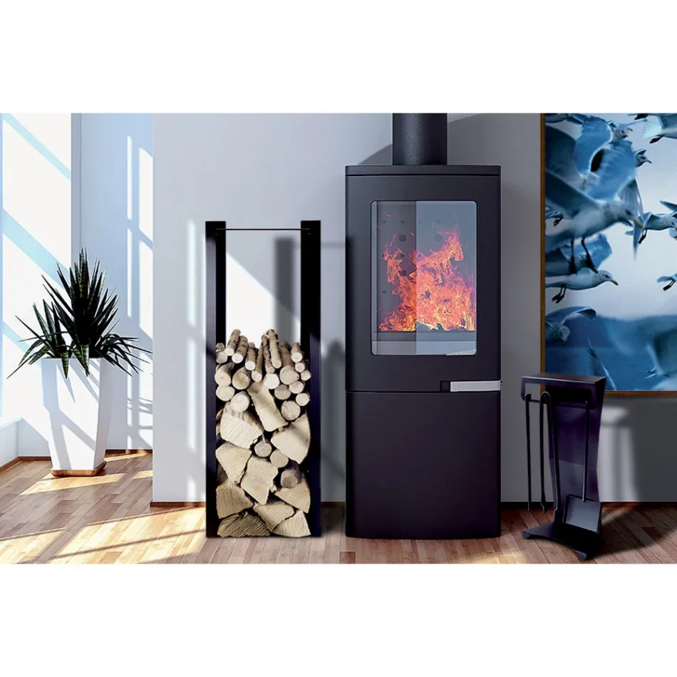 Nowoczesny uchwyt na kłody z malowanej stali Made in Italy - Patrik Viadurini