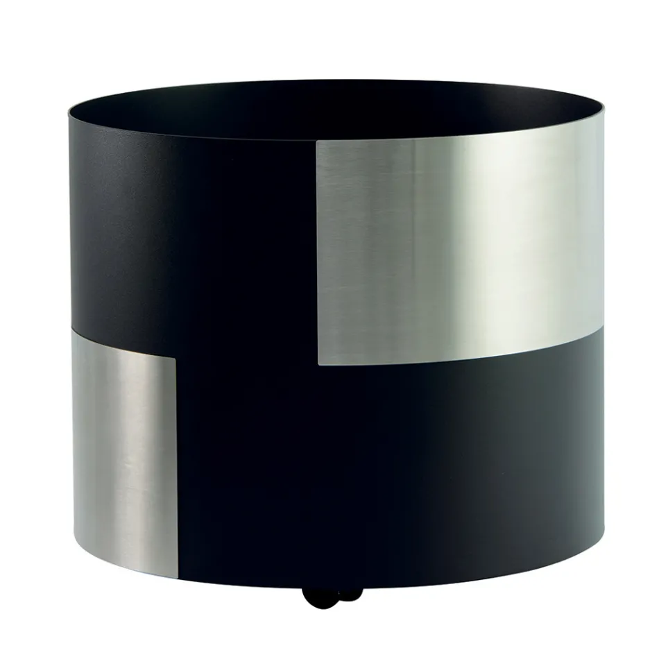 Nowoczesny uchwyt na drewno wykonany z metalu z kółkami Made in Italy - ołówek Viadurini