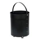 Okrągły uchwyt na drewno z ekoskóry na kółkach Made in Italy - Chameleon Viadurini