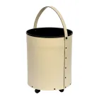 Okrągły uchwyt na drewno z ekoskóry na kółkach Made in Italy - Chameleon Viadurini