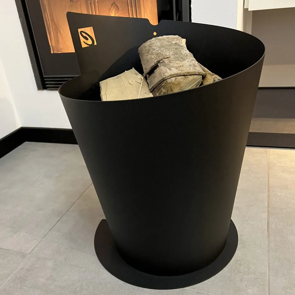 Okrągły uchwyt do drewna do wnętrz w nowoczesnym stylu włoskim z czarnej stali - Favonio Viadurini