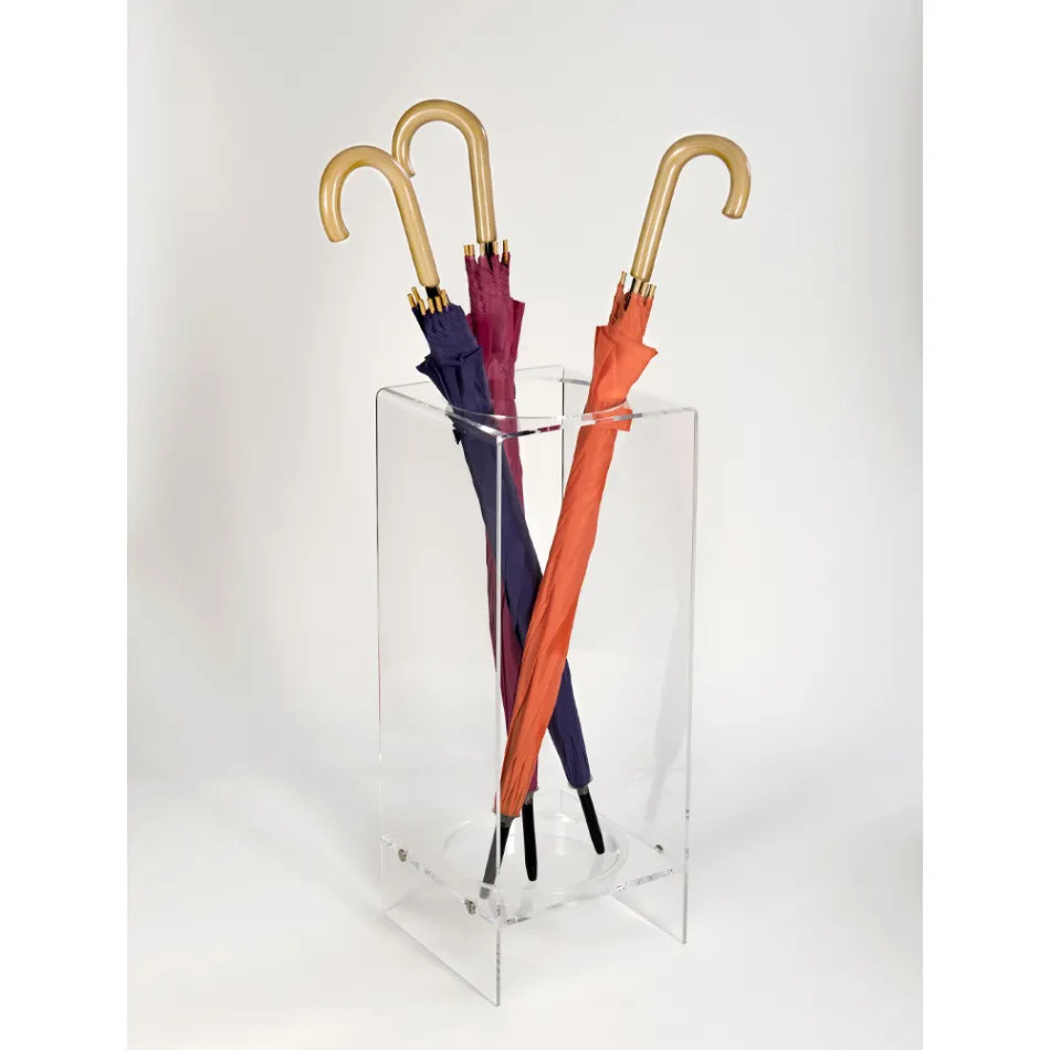 Stojak na parasole wejściowe z białego lub przezroczystego pleksi - pępek Viadurini