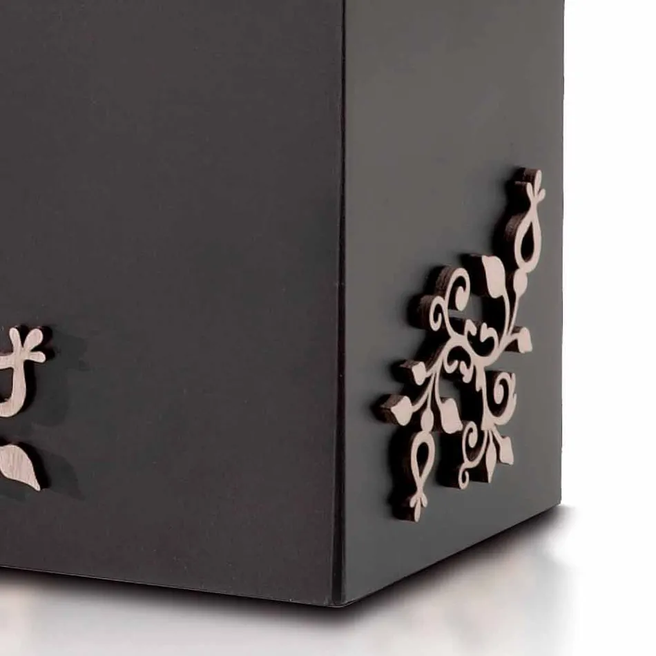 Nowoczesny, elegancki, prostokątny stojak na parasole z dekorowanego drewna - Dekoro Viadurini