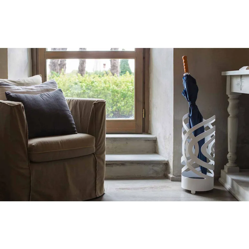 Stojak na parasole o nowoczesnym designie z kolorowego żelaza Made in Italy - Olfeo Viadurini