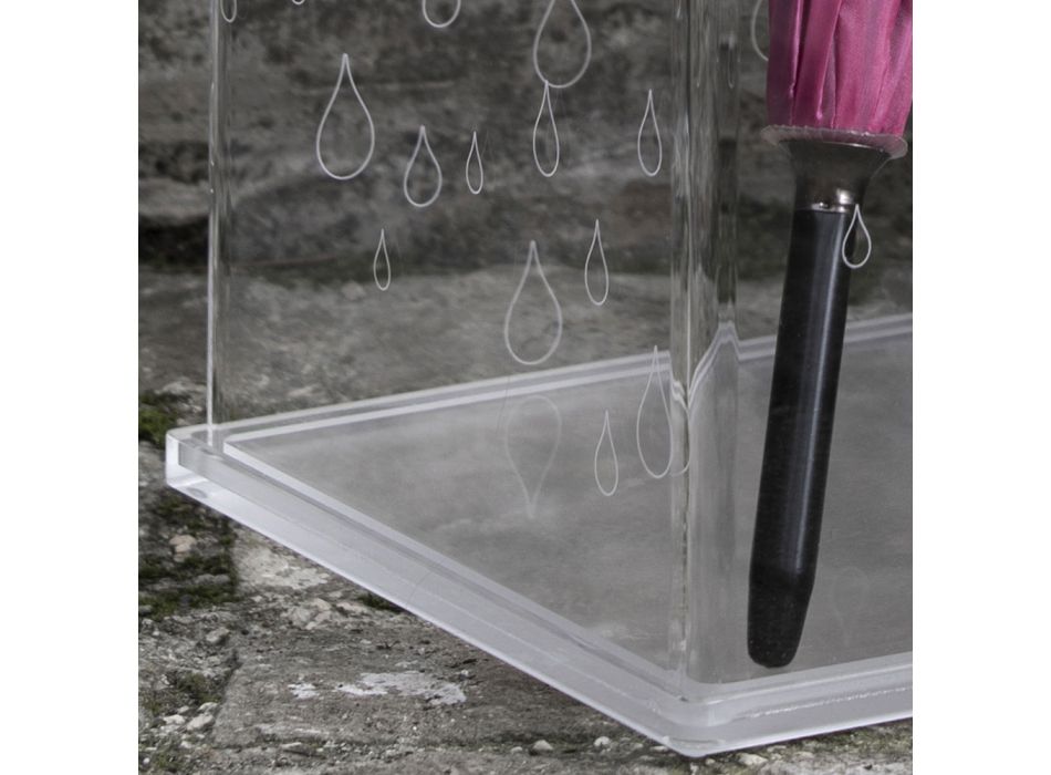 Stojak na parasole z przezroczystego kryształu akrylowego zdobionego laserowo - Versio Viadurini