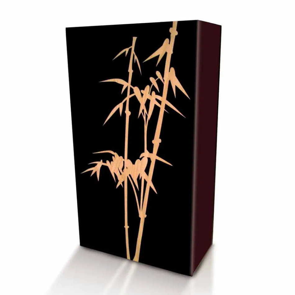 Stojak na parasole z ciemnego lub białego drewna z nowoczesnymi dekoracjami - Cannabambu Viadurini