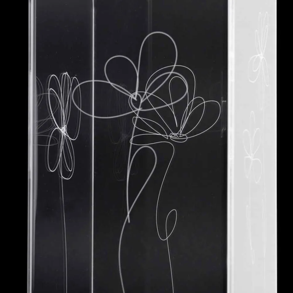 Przezroczysty plastikowy stojak na parasole z grawerowanymi stylizowanymi liśćmi - Florino Viadurini